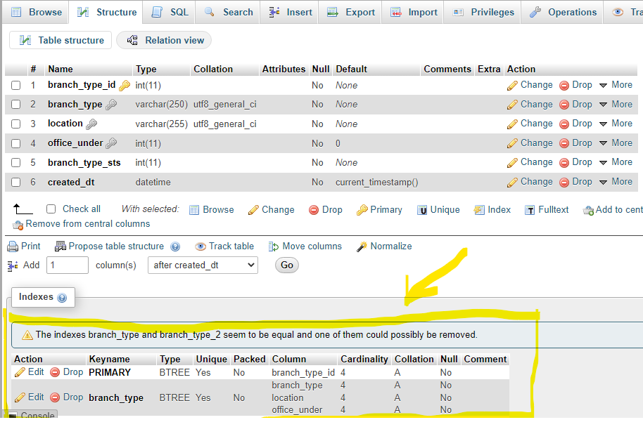 how to remove unique key in mysql